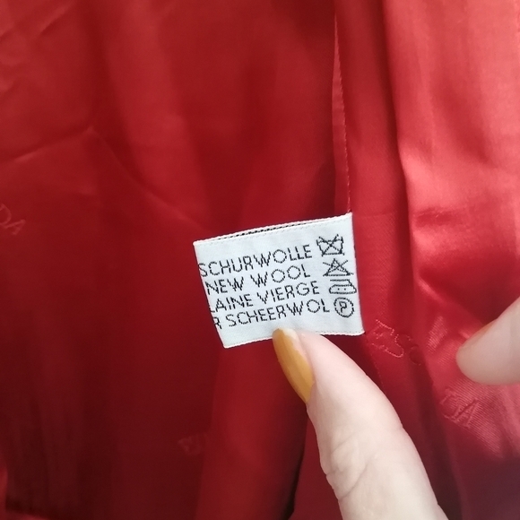 Vintage Escada '80s Margaretha Ley Wool Longline Single Breasted Red Blazer 34 4 - Picture 11 of 17